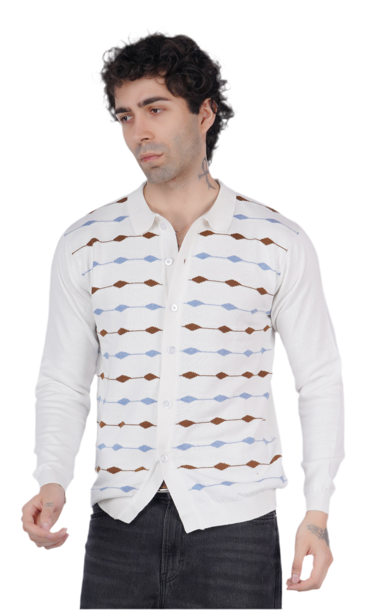 White Texture Knitted Shirt