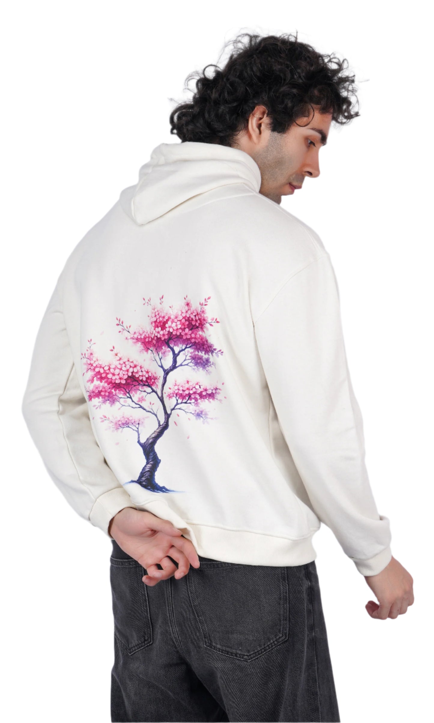Cherry blossom white oversize hoodie
