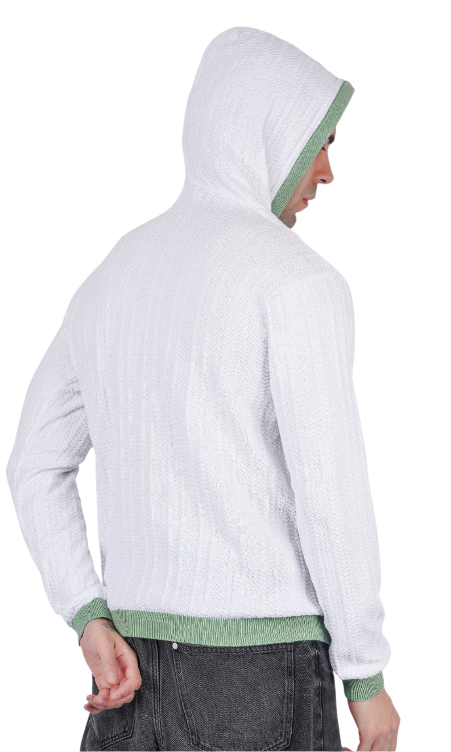 White Pistachio Knitted Hoodie