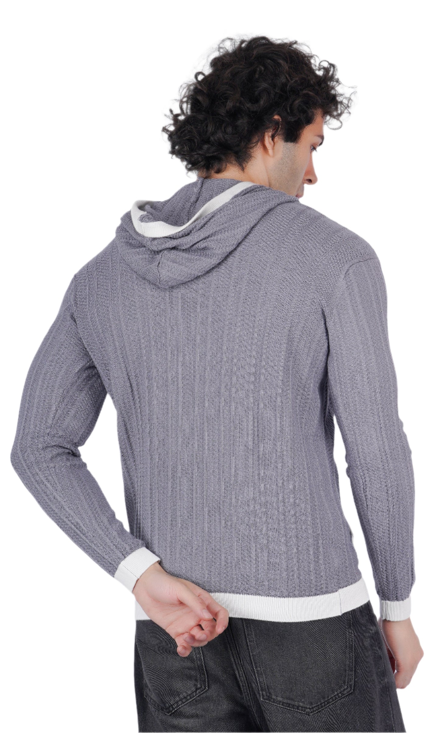 Gray Knitted Hoodie