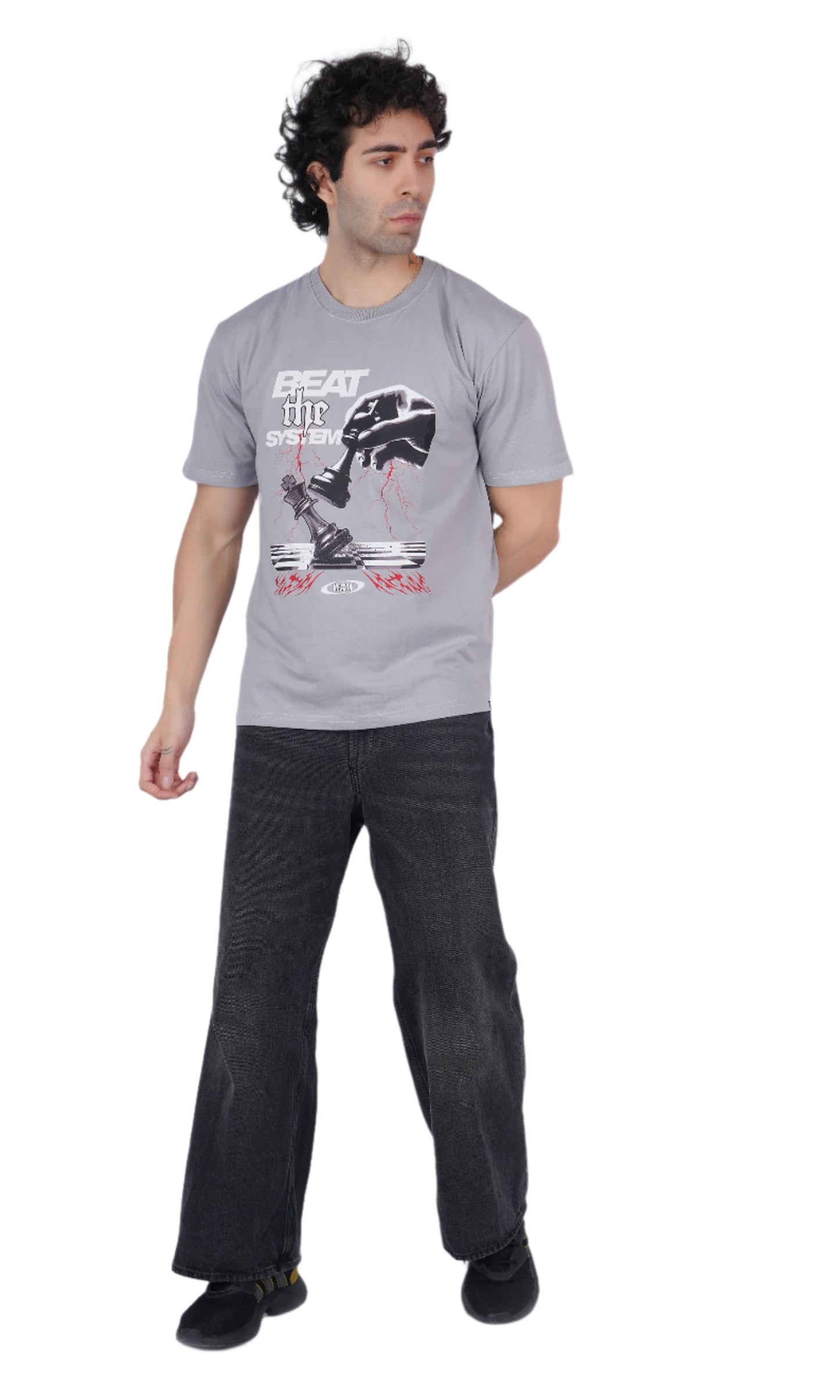 Beat the system Gray Oversize T-shirt