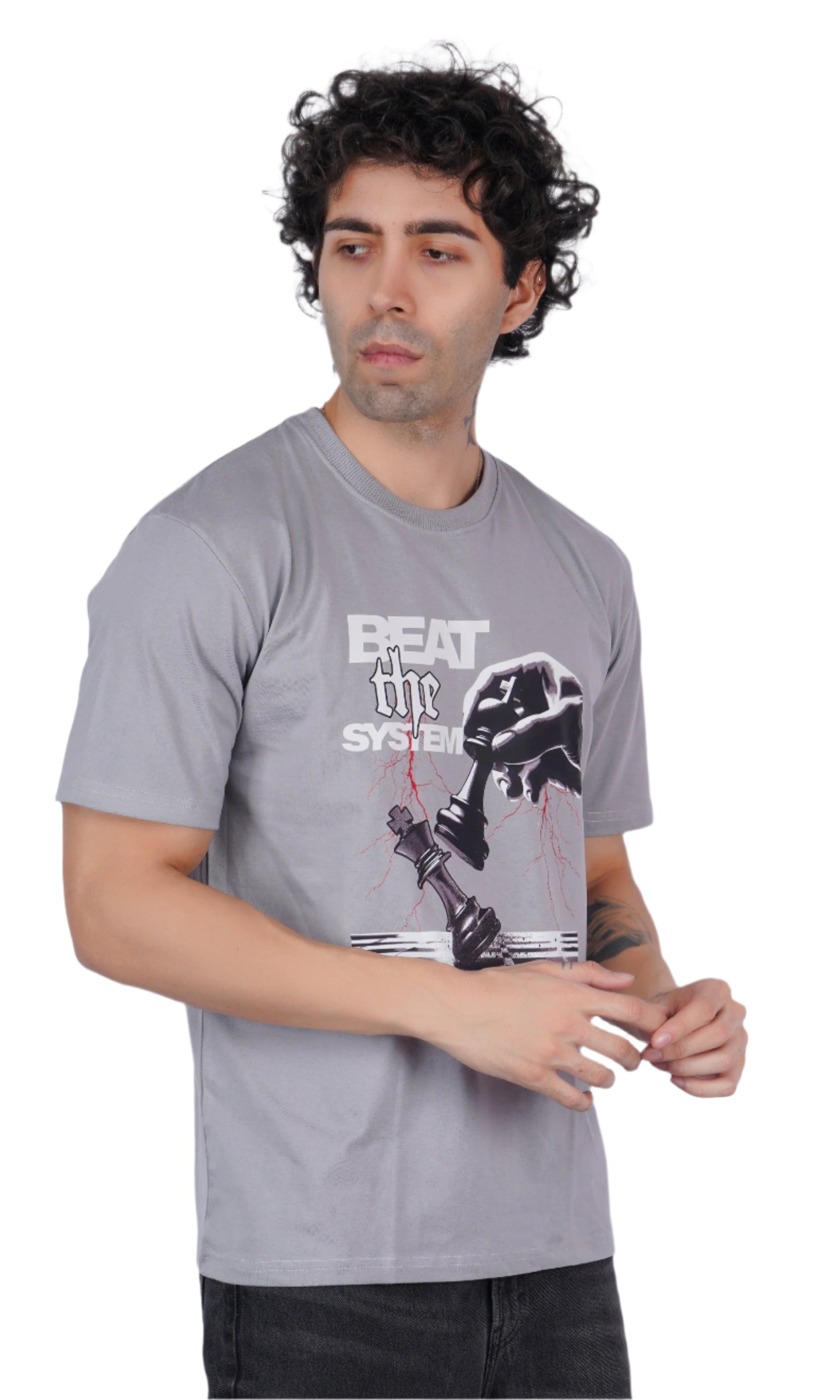 Beat the system Gray Oversize T-shirt