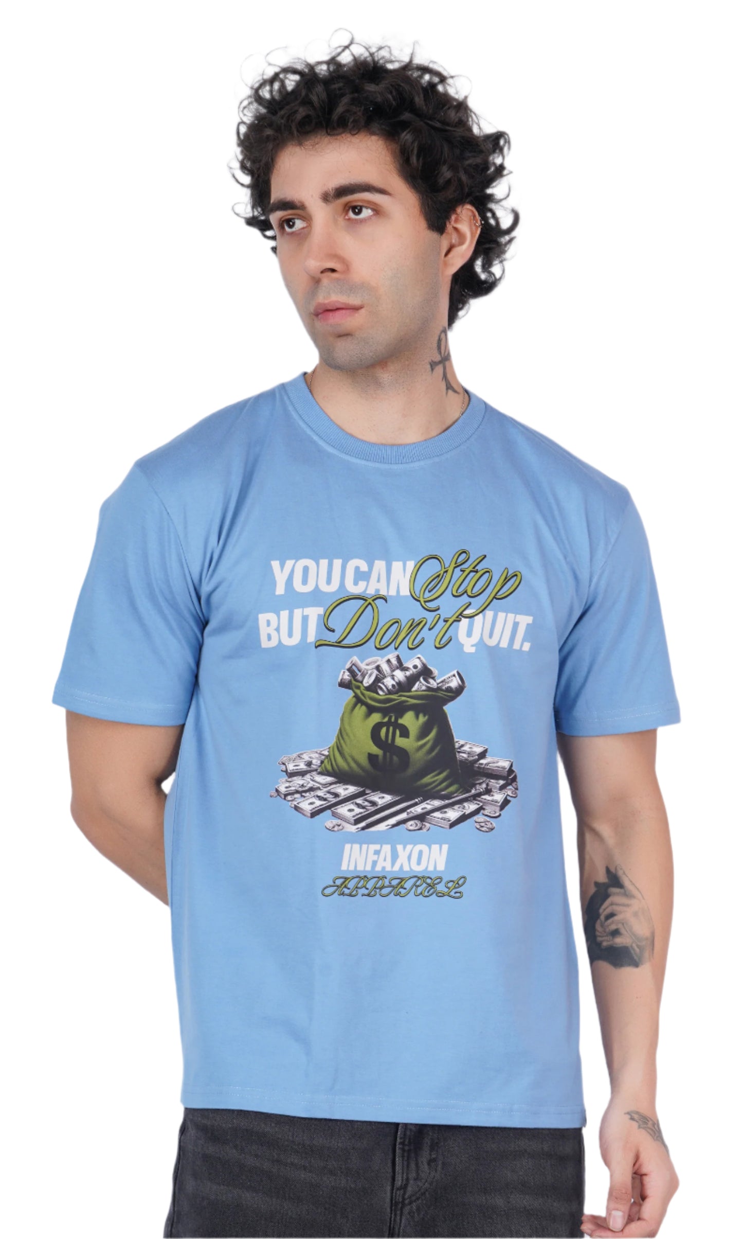 Don't Quit Sky Blue Oversize T-shirt