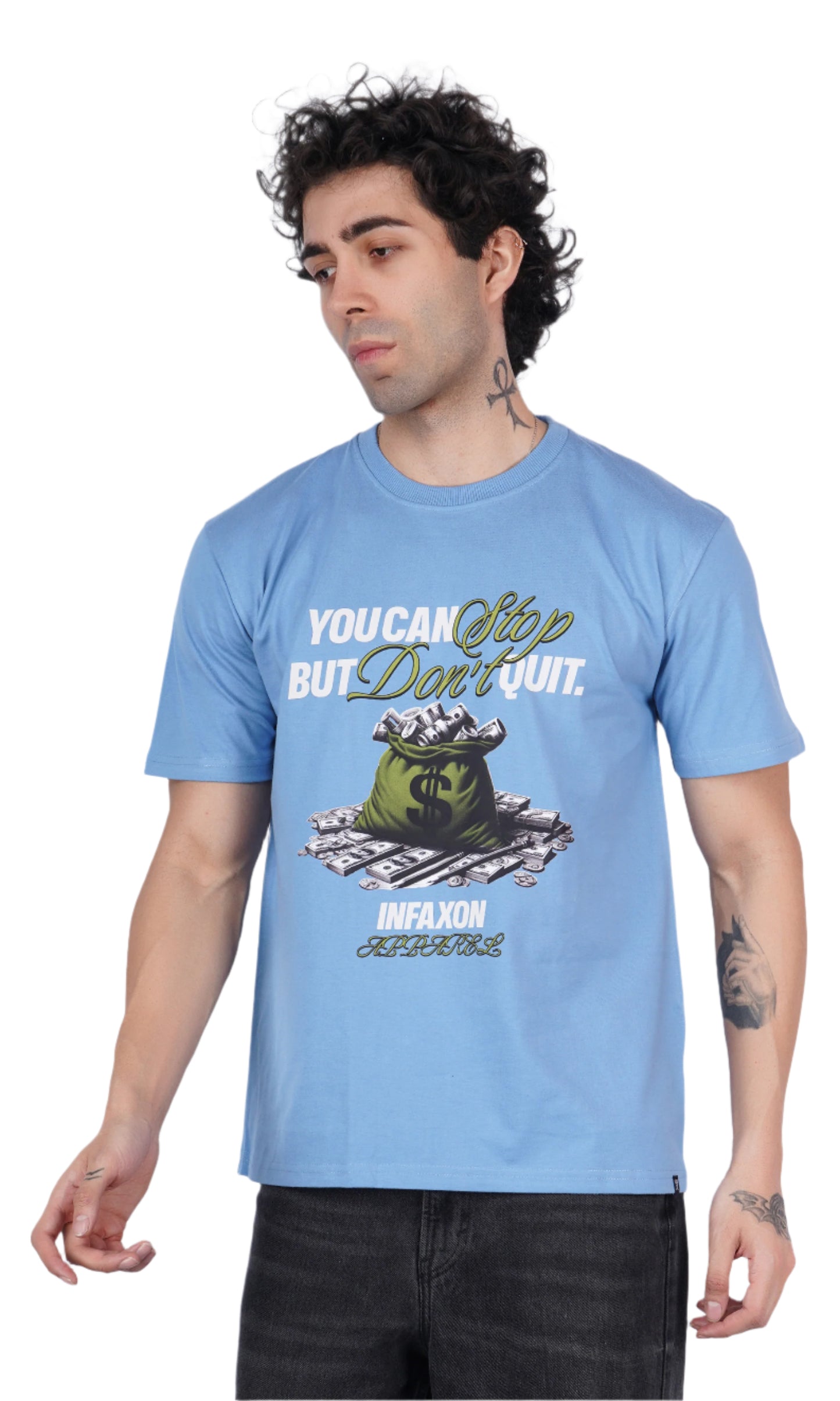 Don't Quit Sky Blue Oversize T-shirt