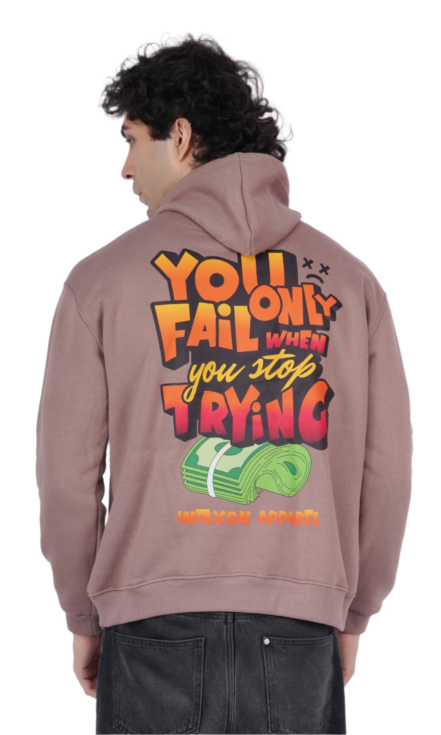 You Only Fail When You Stop Trying Chocolate Oversize Hoodie
