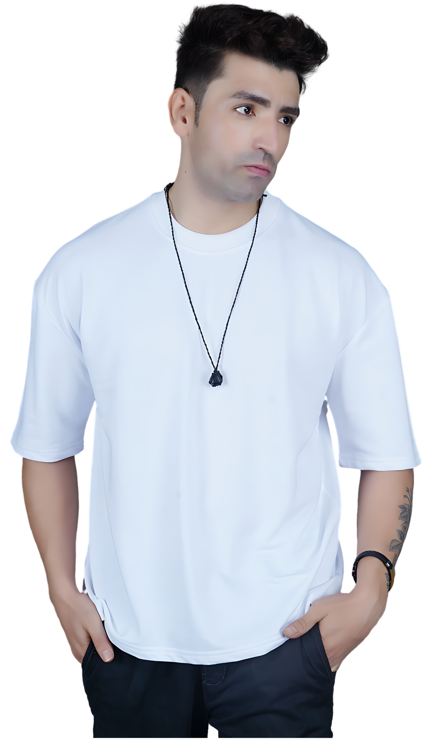 White Down Shoulder T-Shirt
