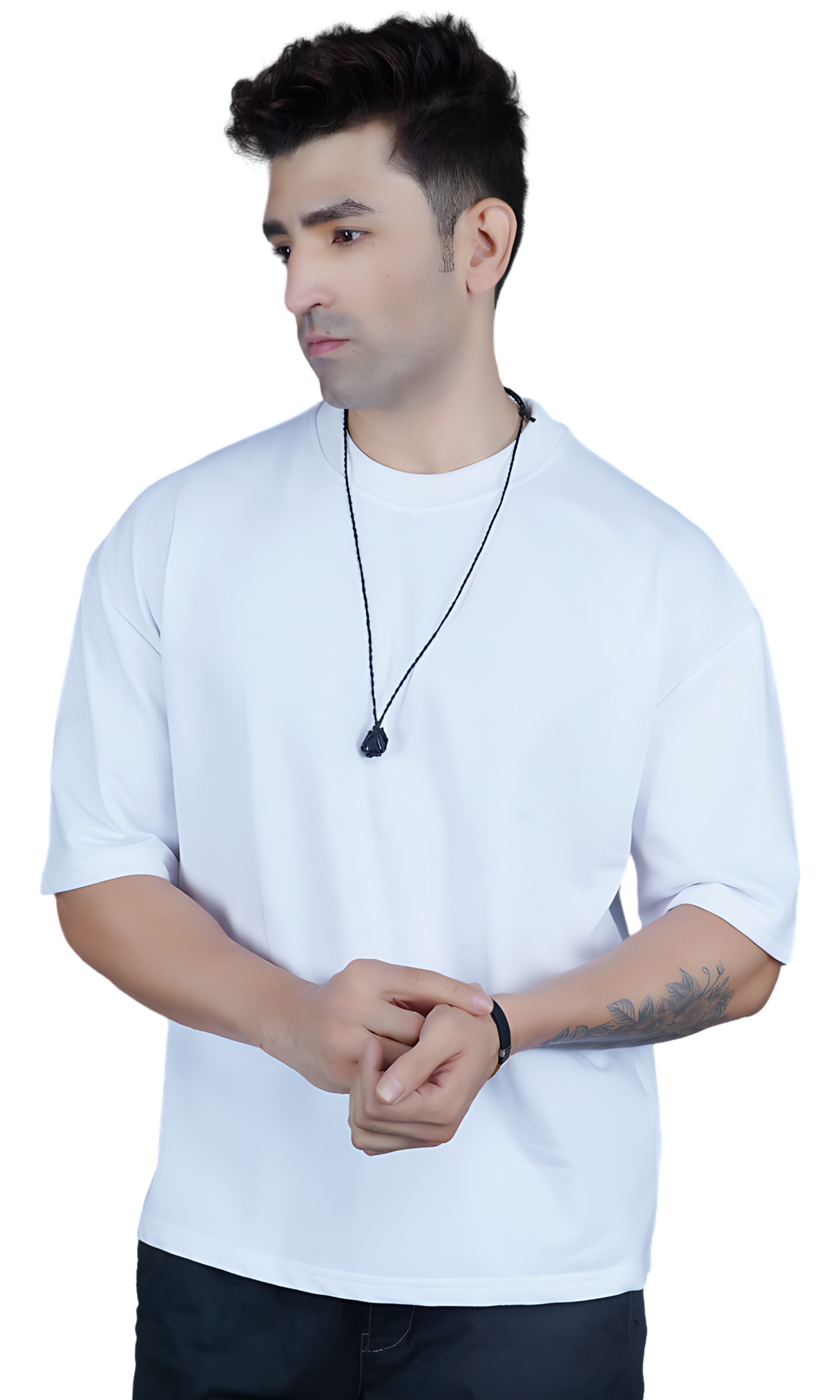 White Down Shoulder T-Shirt