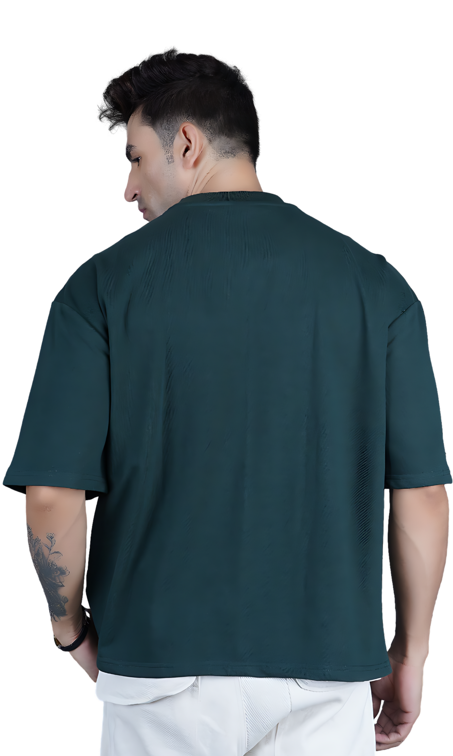 Dark Green Down Shoulder T-shirt
