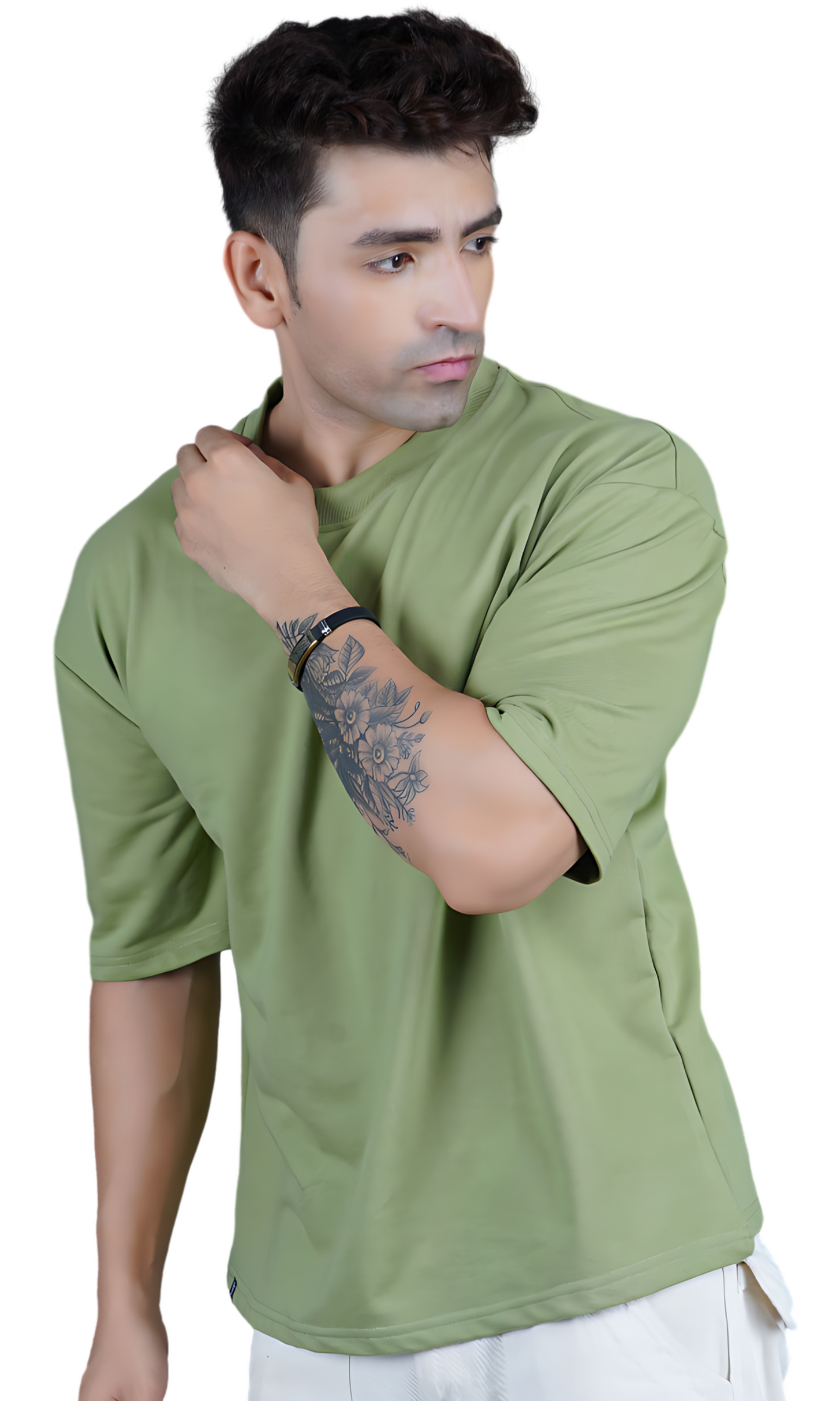 Light green Down Shoulder T-shirt