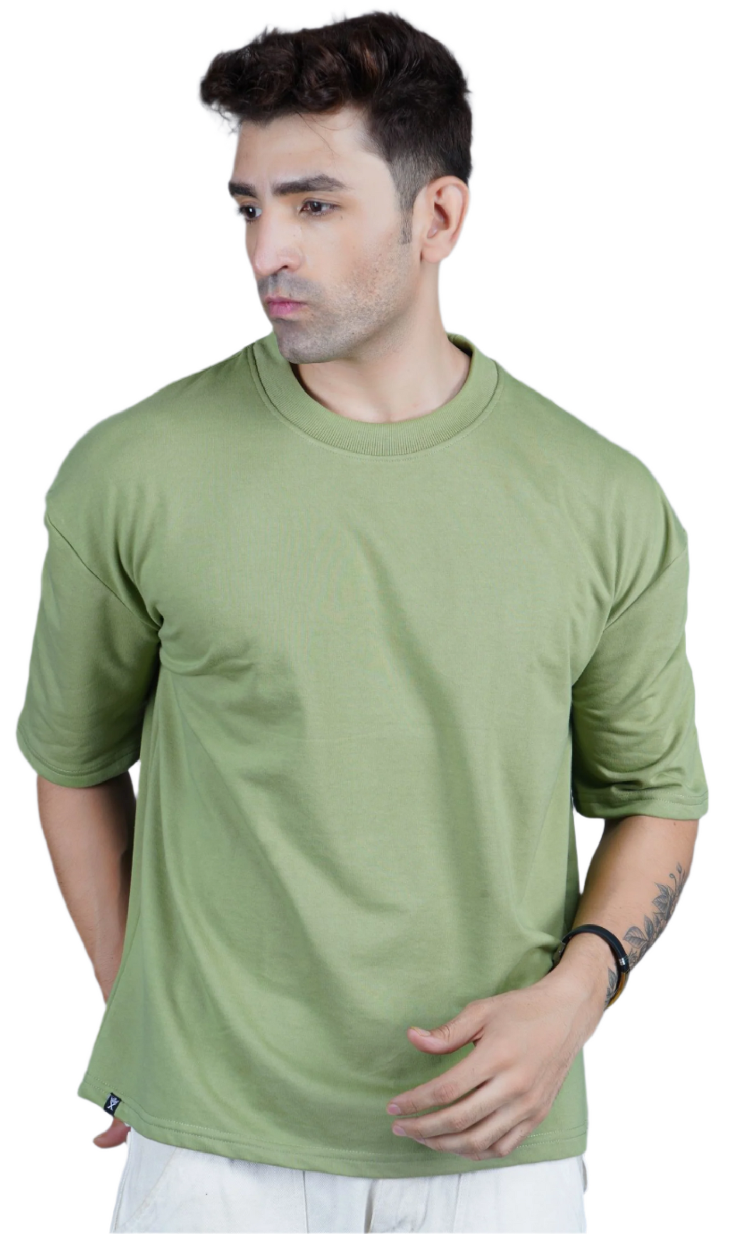 Light green Down Shoulder T-shirt