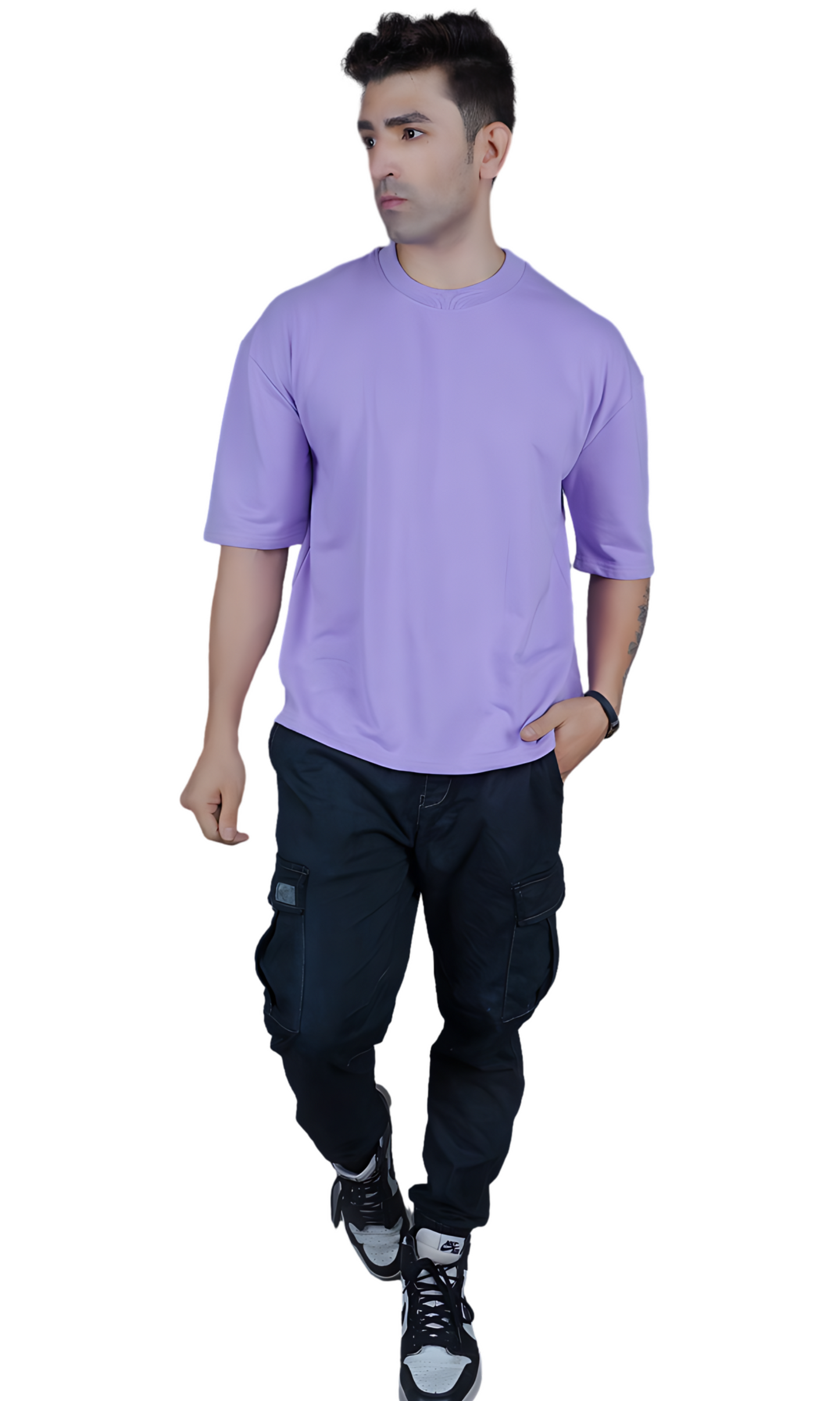 Lavender Down Shoulder T-Shirt