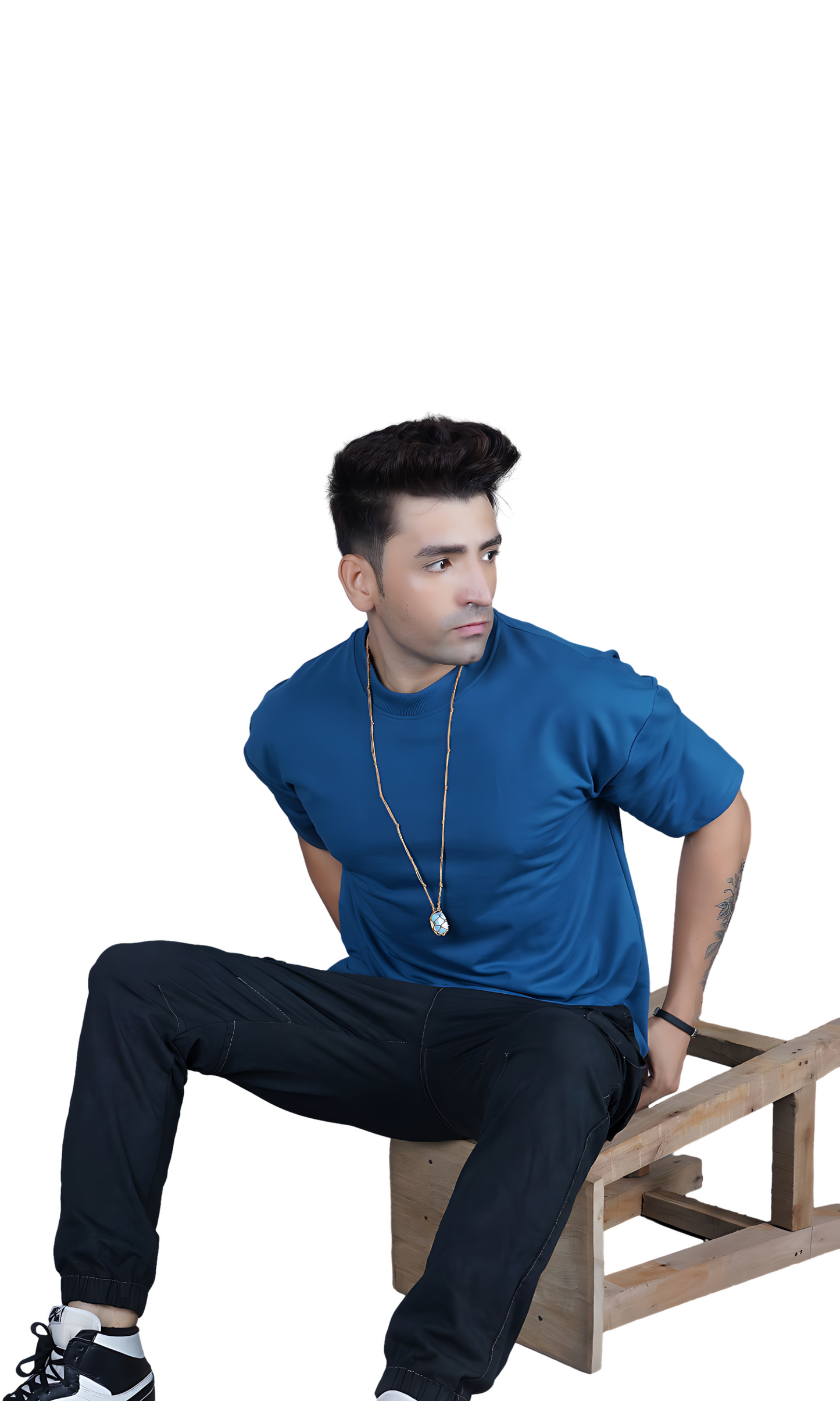 Royal Blue Down Shoulder T-Shirt