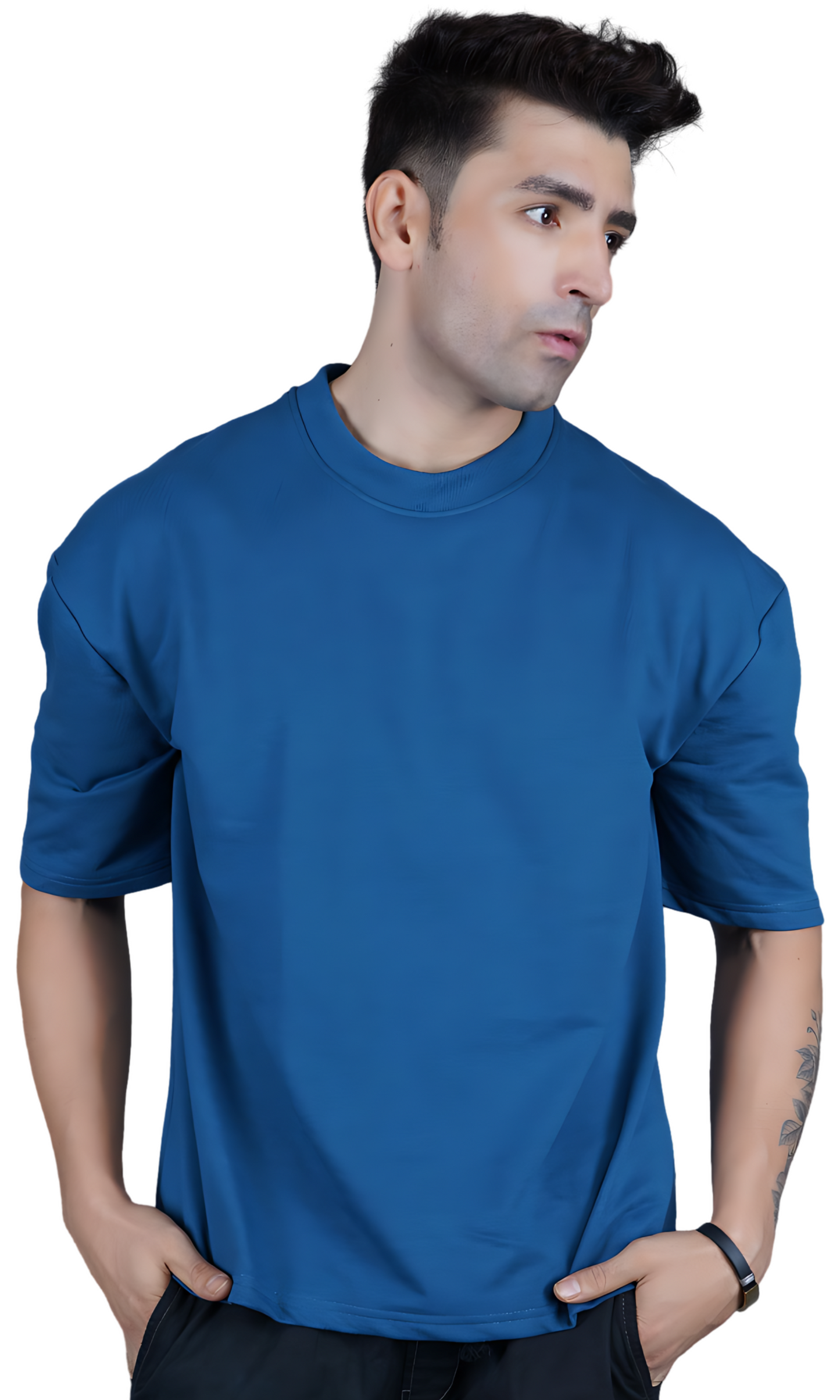 Royal Blue Down Shoulder T-Shirt