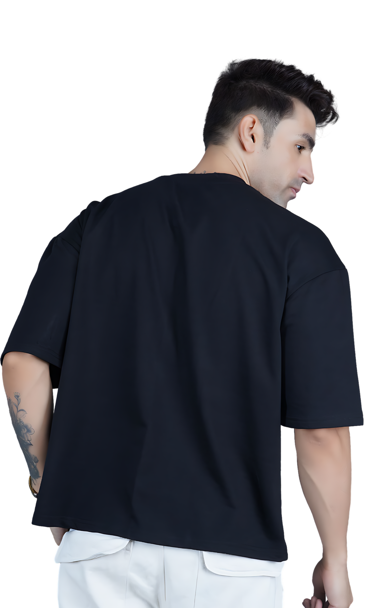 Black Down-Shoulder T-shirt