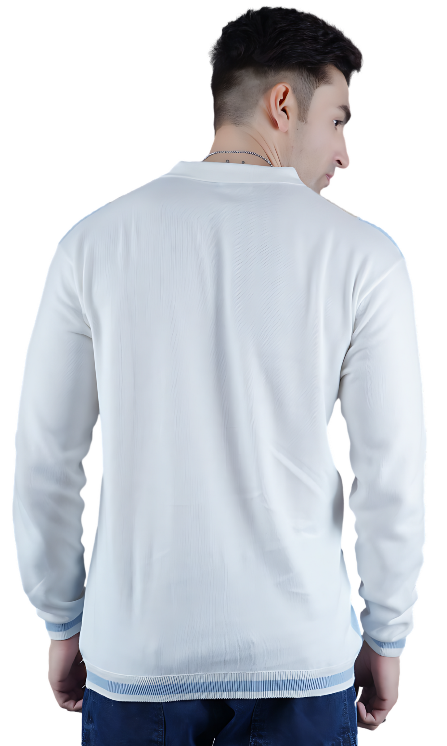 Stripes on White Knitted Shirt