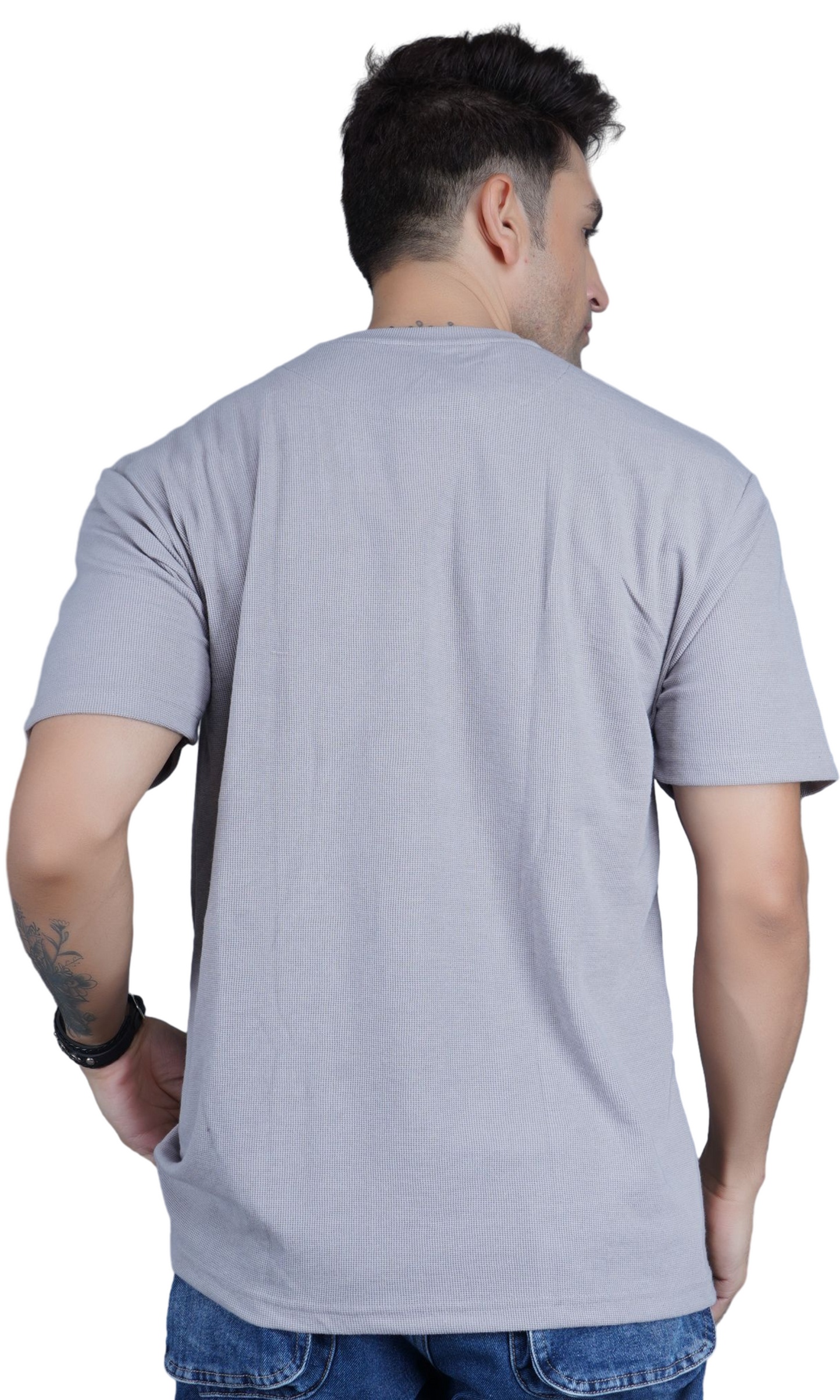 Gray Waffle Knit Oversize T-shirt