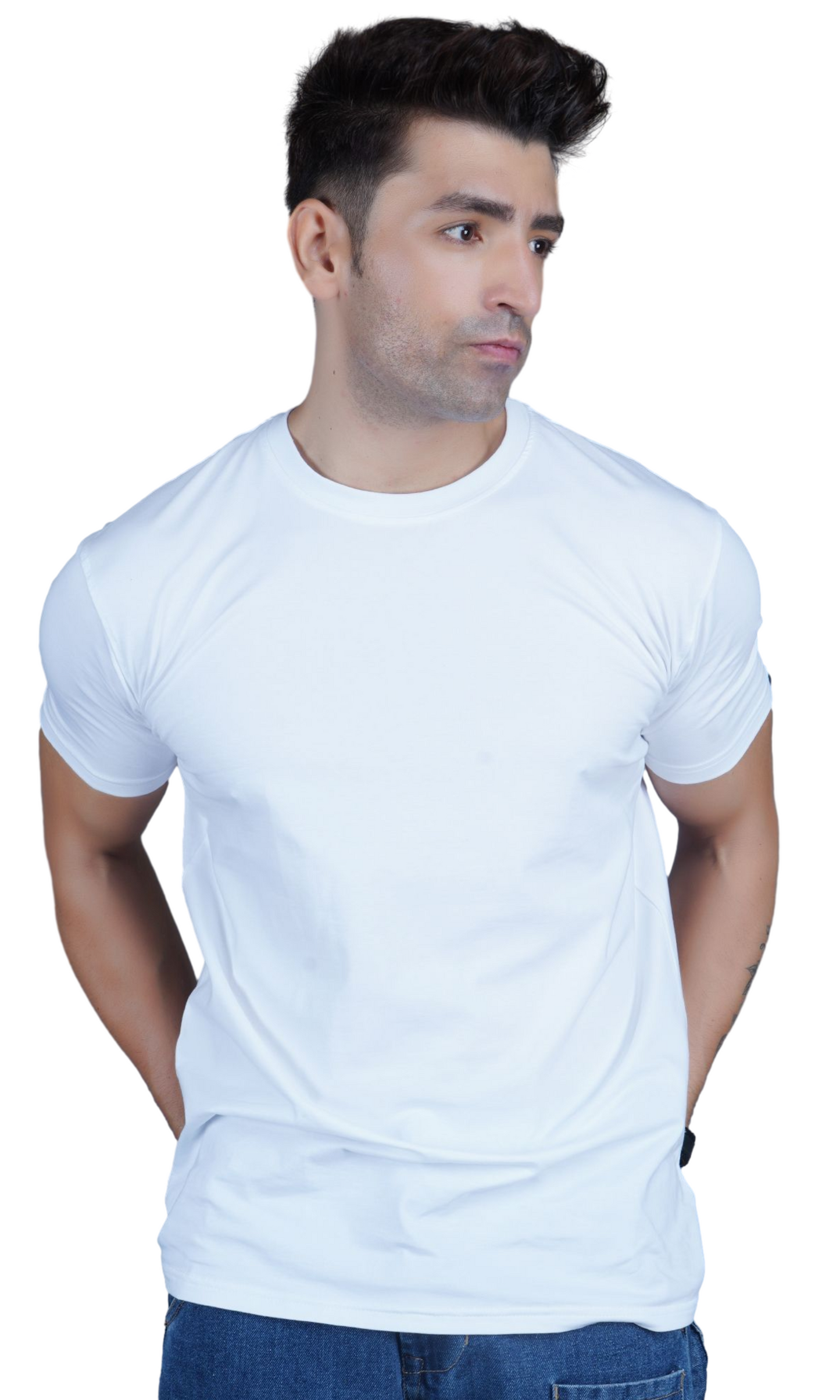 White Cotton Slim Fit T-shirt