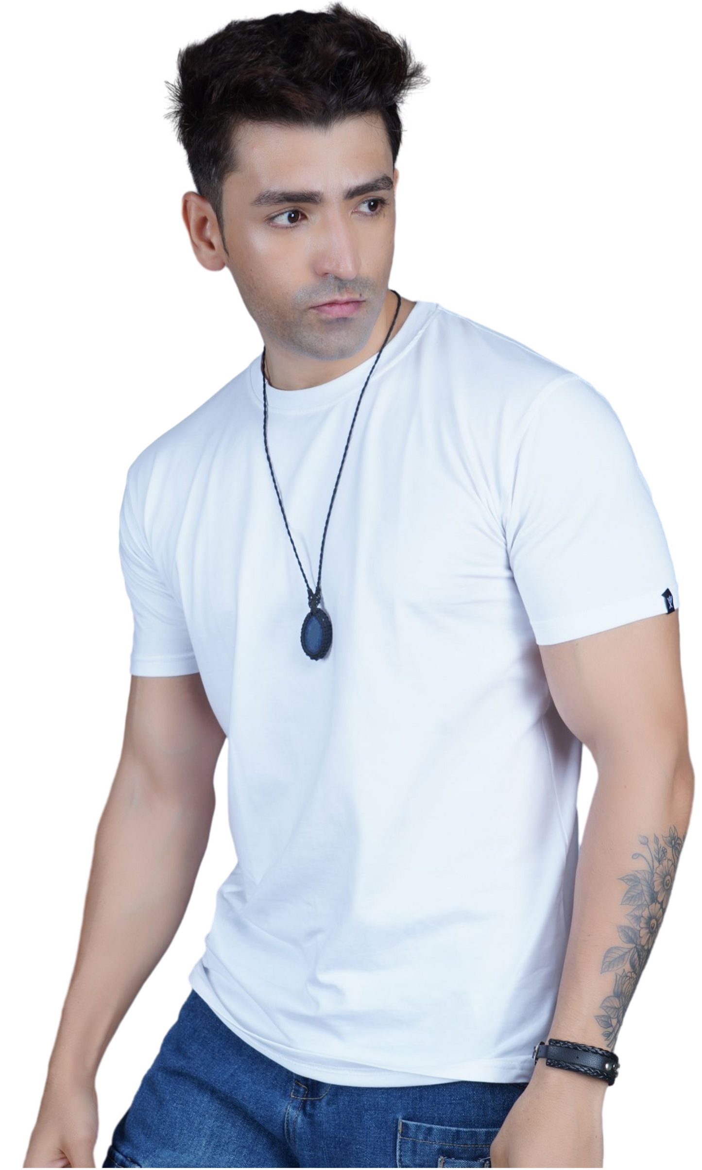 White Cotton Slim Fit T-shirt