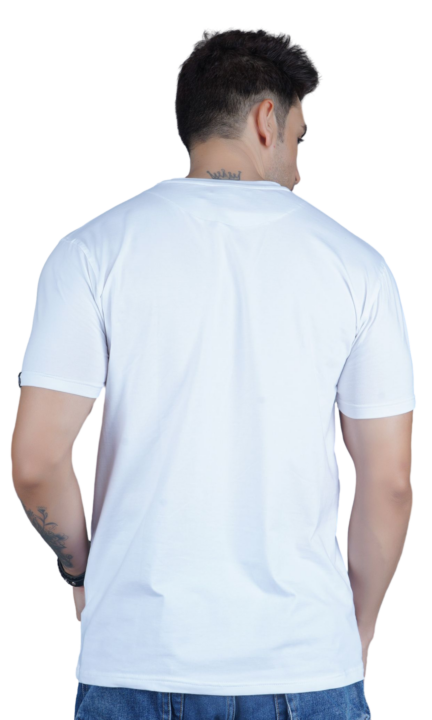 White Cotton Slim Fit T-shirt