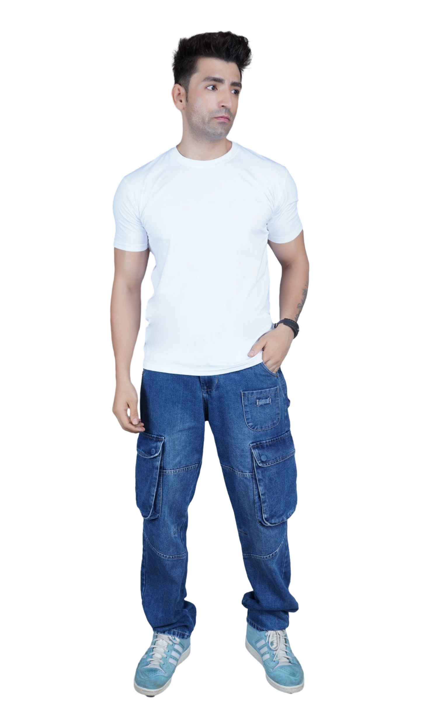 White Cotton Slim Fit T-shirt