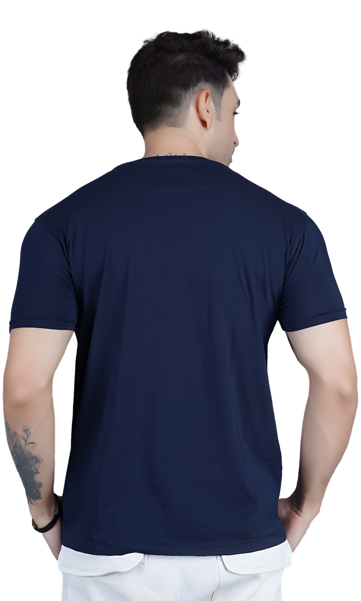 Navy Blue Cotton Slim Fit T-shirt