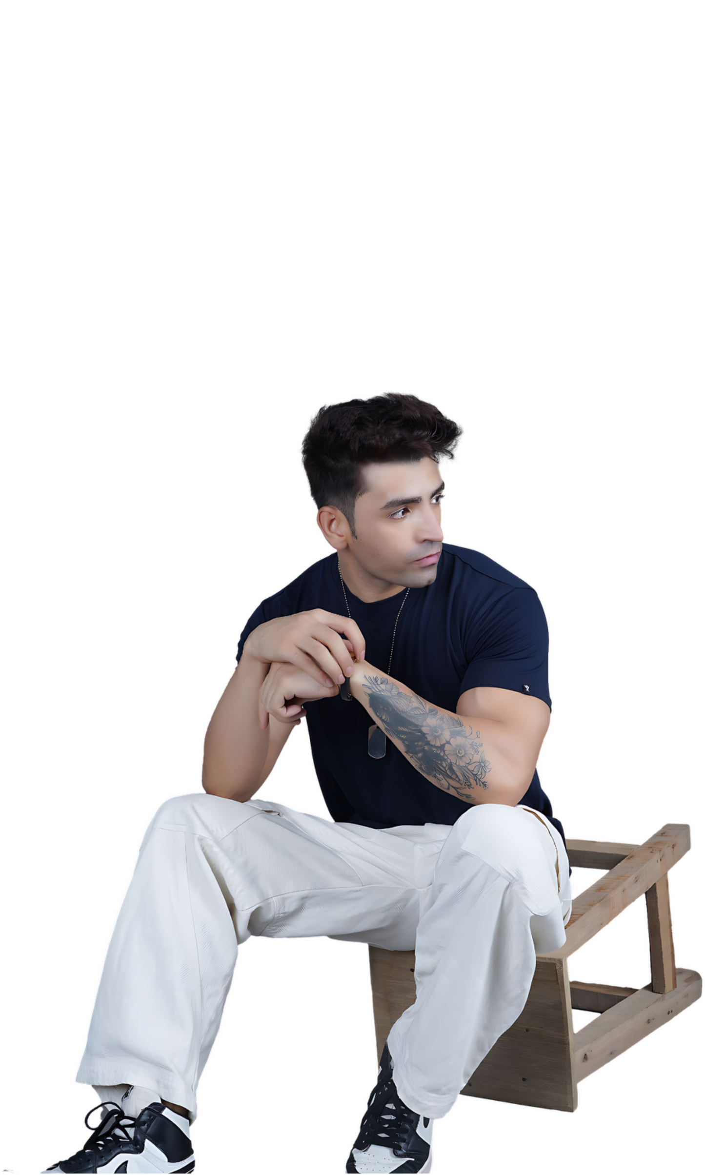 Navy Blue Cotton Slim Fit T-shirt