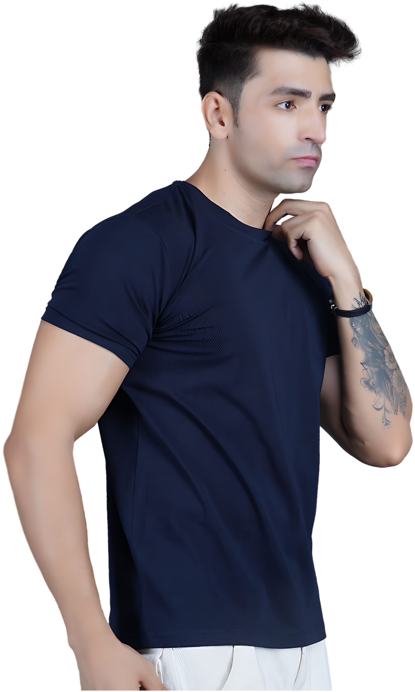 Navy Blue Cotton Slim Fit T-shirt