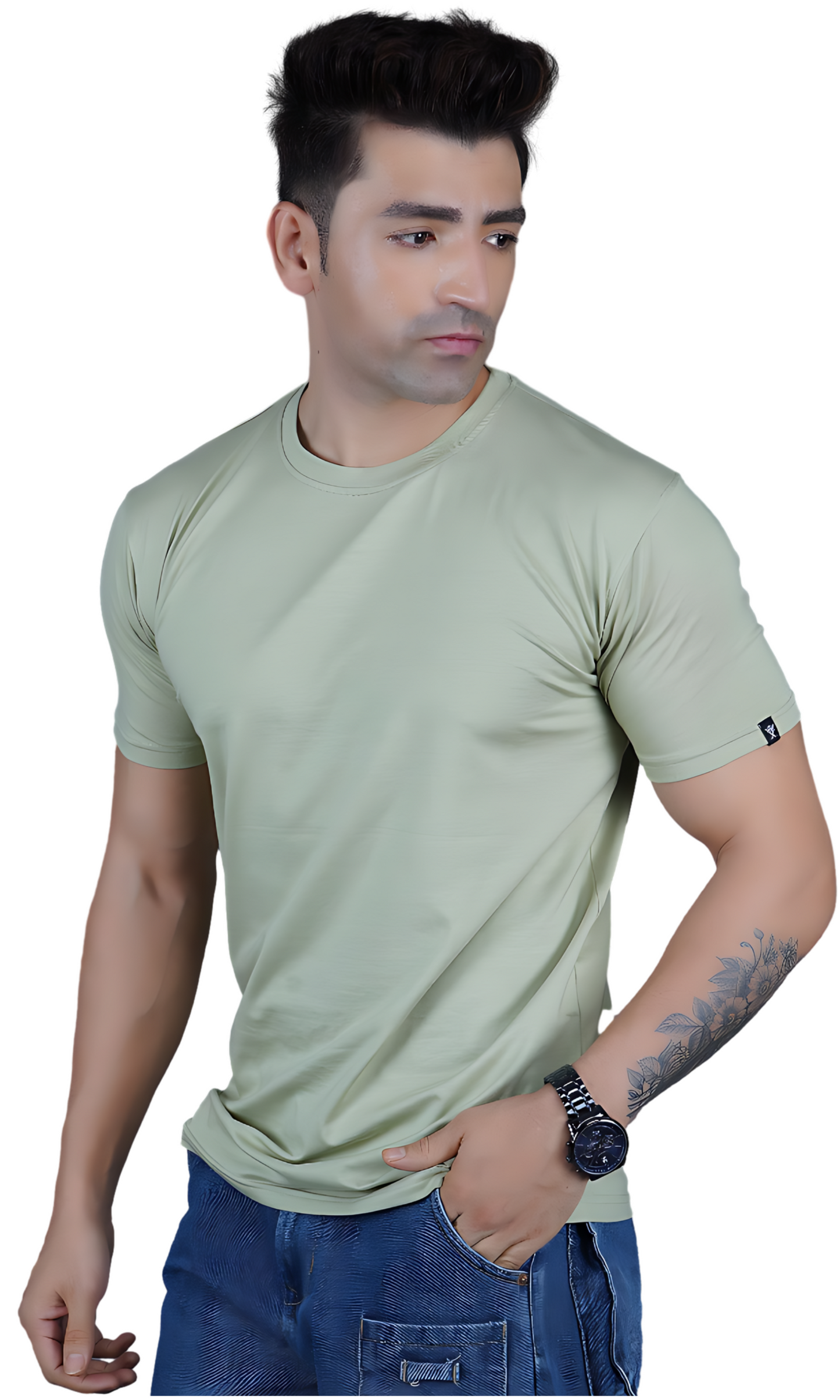 Pistachio Cotton Slim Fit T-shirt