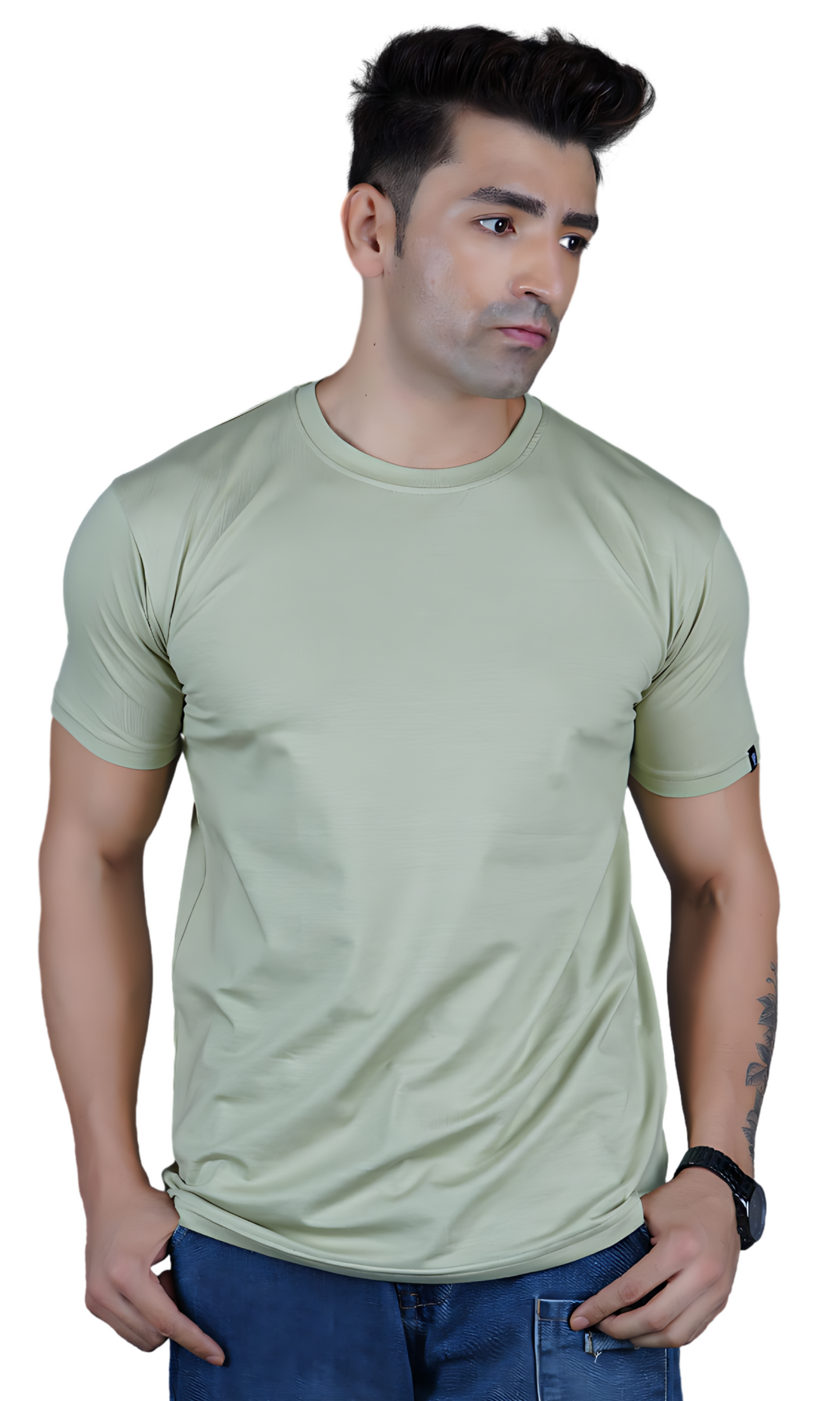 Pistachio Cotton Slim Fit T-shirt