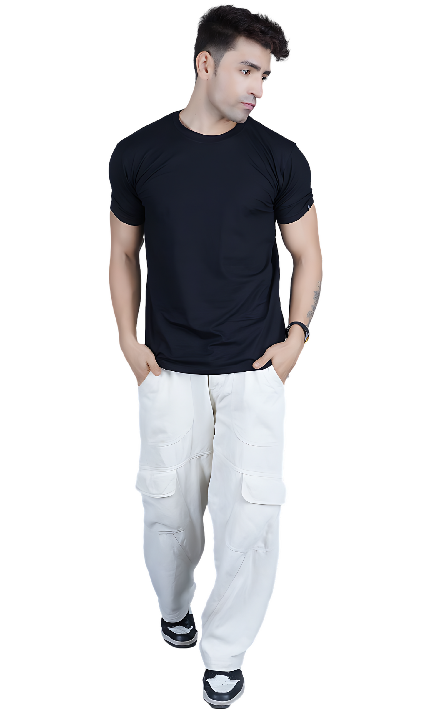 Black Cotton Slim Fit T-shirt