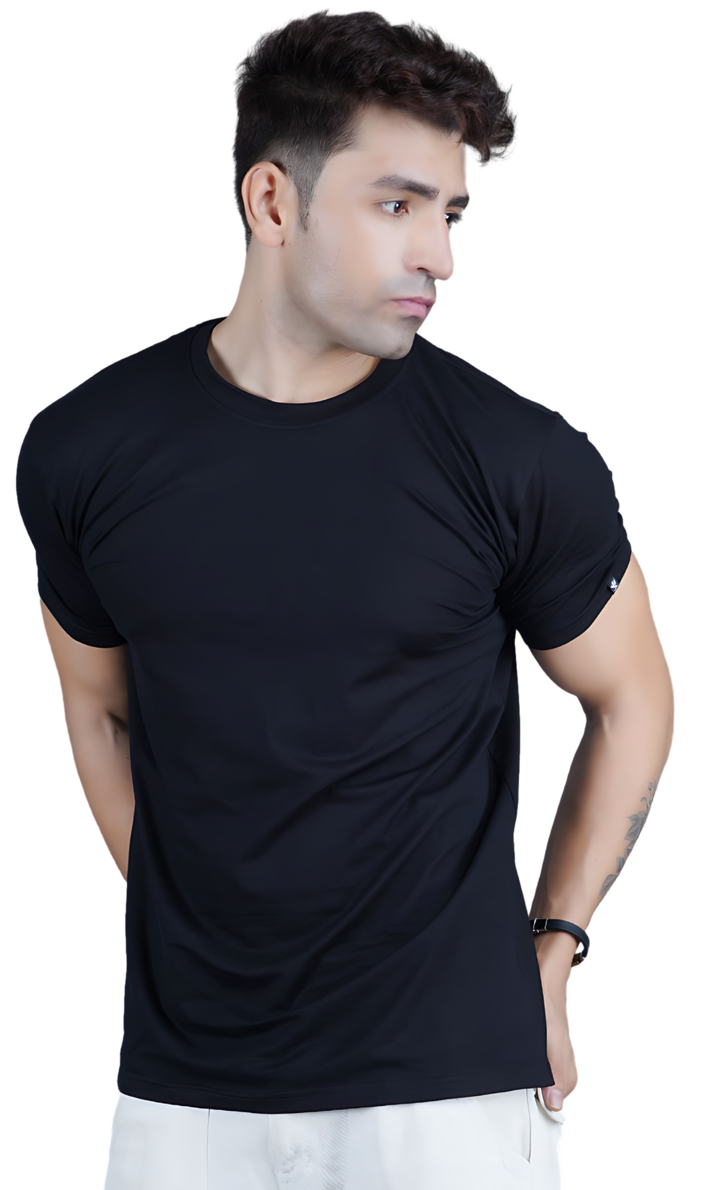 Black Cotton Slim Fit T-shirt