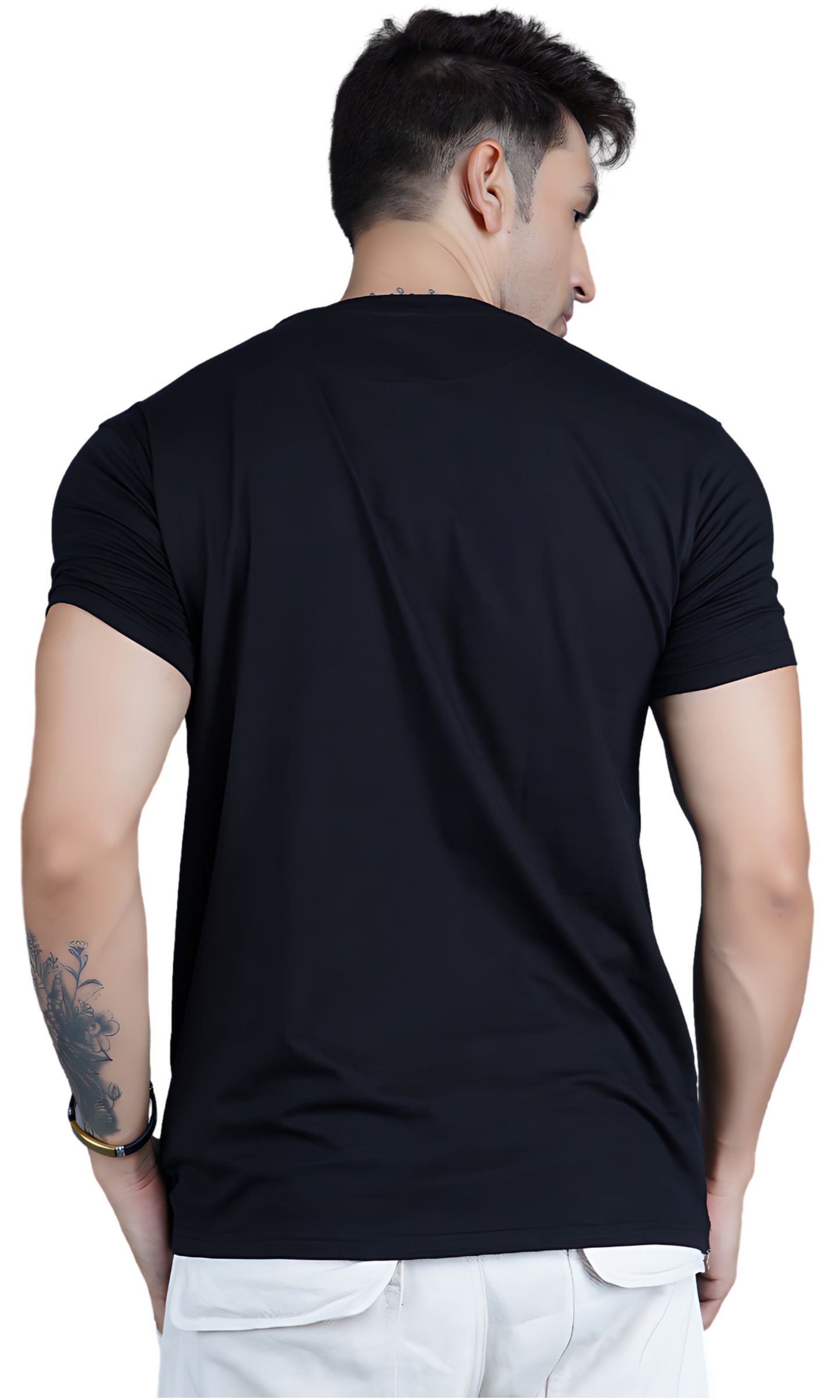 Black Cotton Slim Fit T-shirt