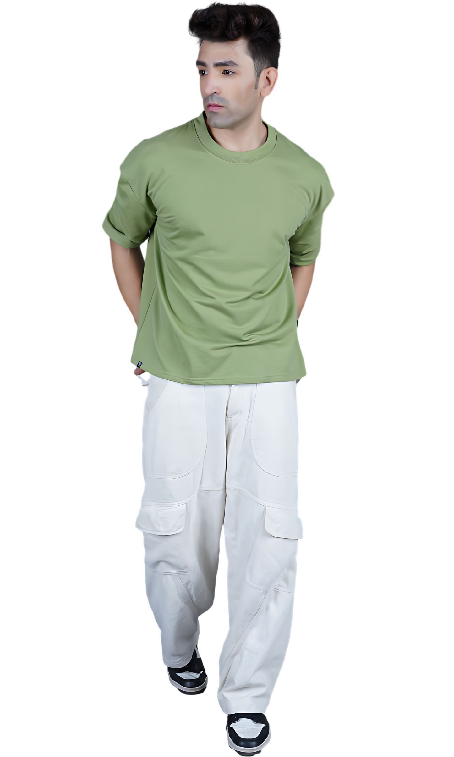 Light green Down Shoulder T-shirt