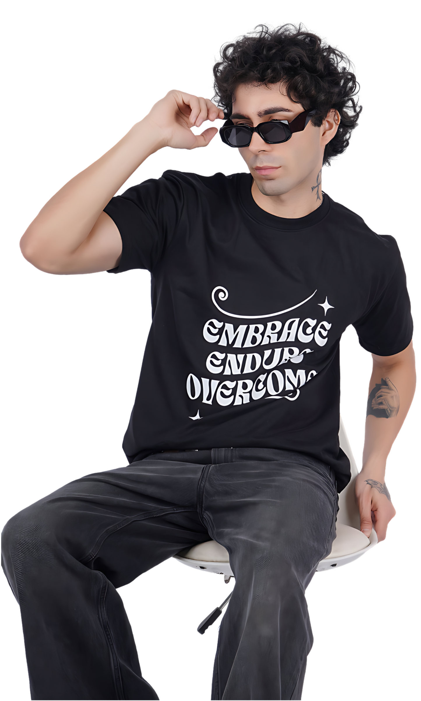 Overcome Black Oversize T-shirt