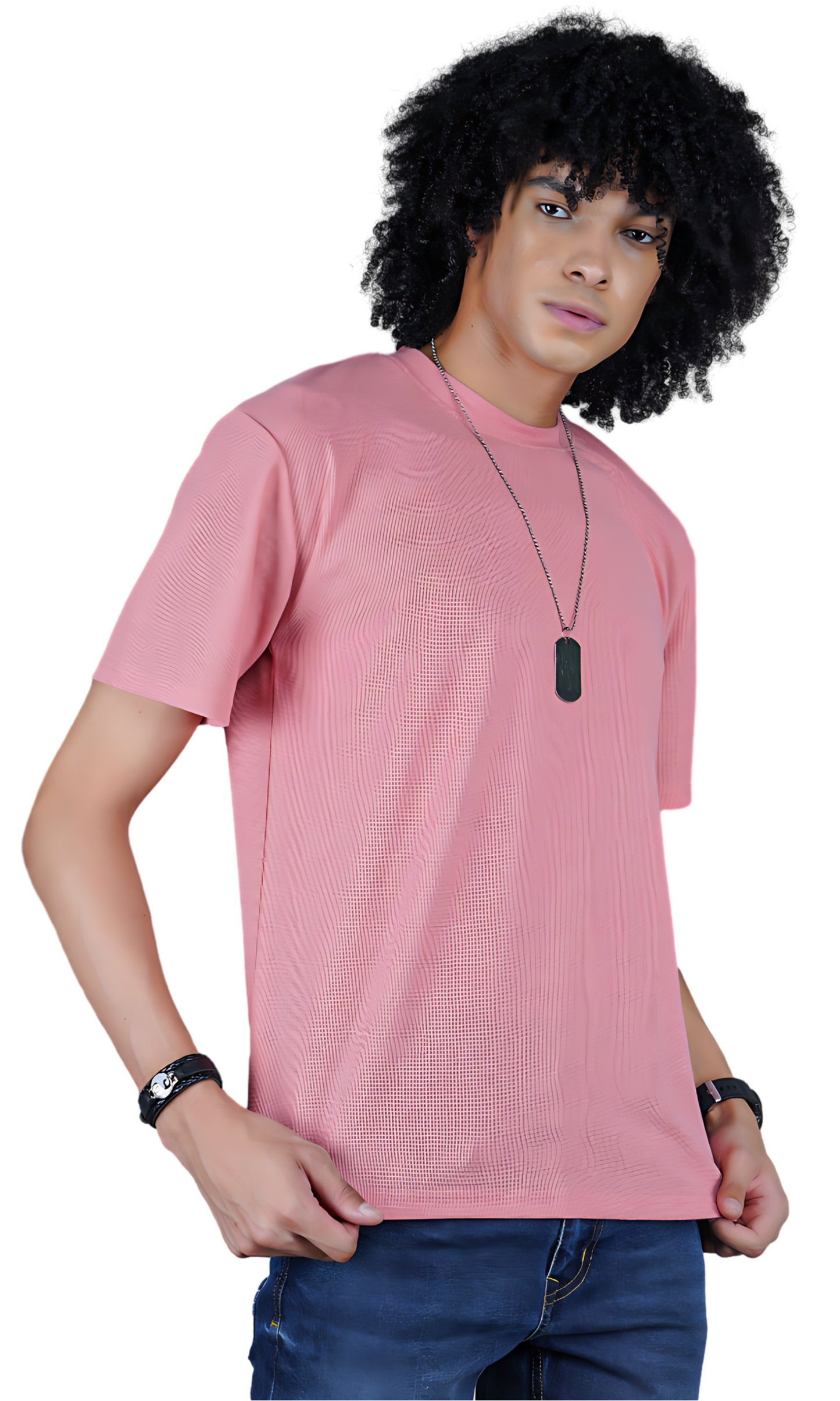 Peach Waffle Knit Oversize T-shirt