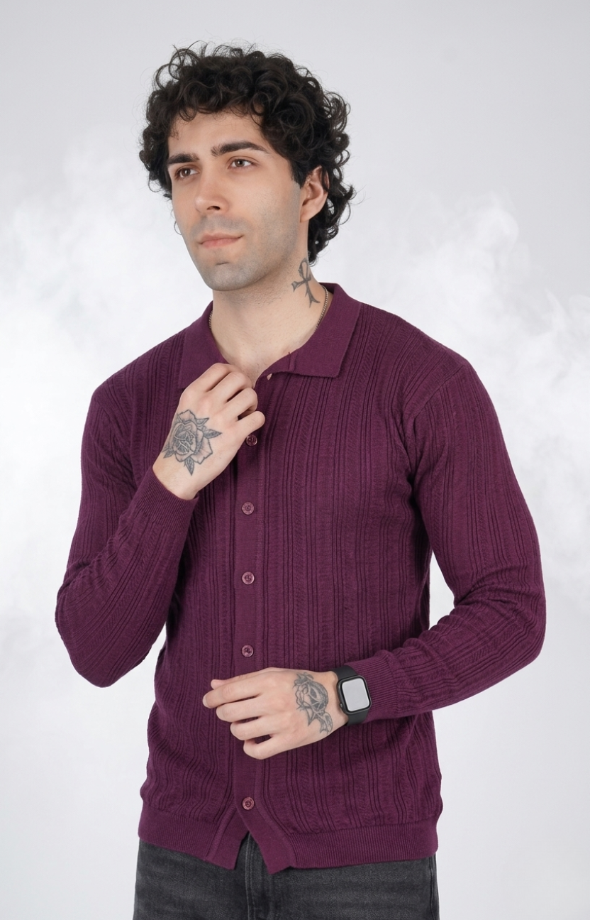 Wine Knitted Shirt