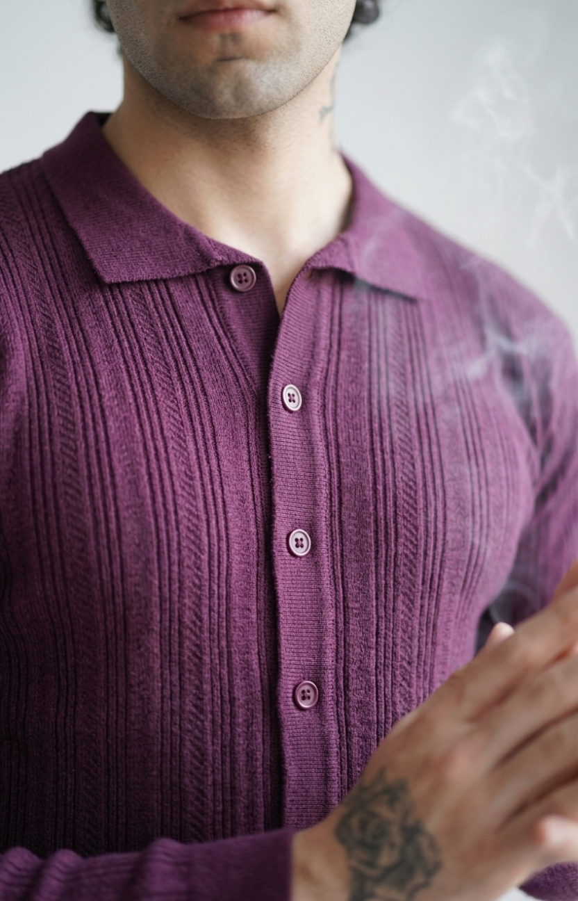 Wine Knitted Shirt