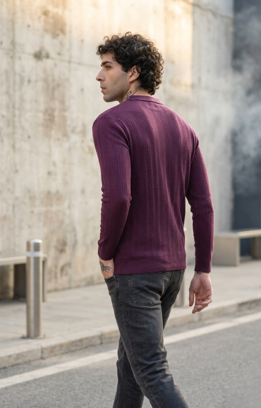 Wine Knitted Shirt