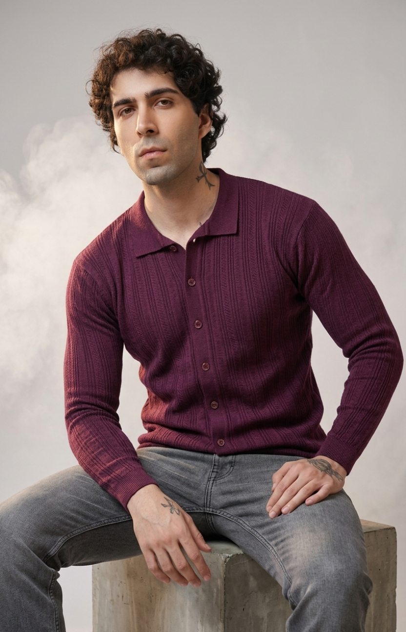 Wine Knitted Shirt