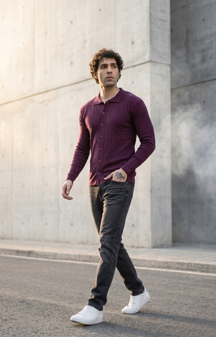 Wine Knitted Shirt