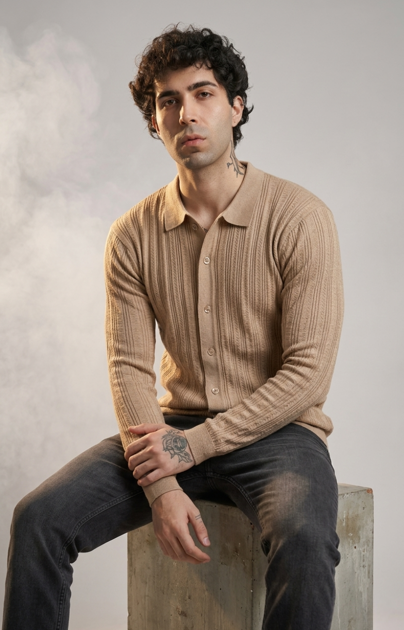 Beige Knitted Shirt