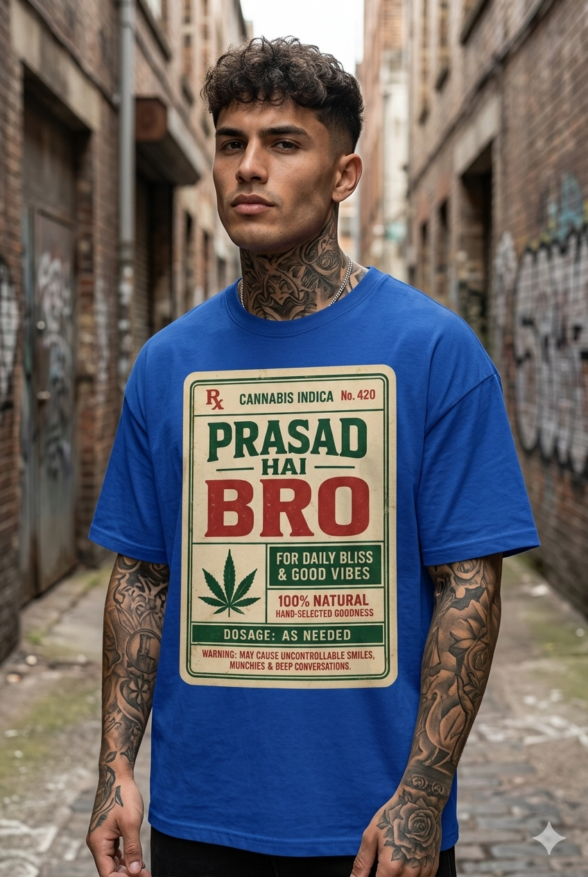 Pun Medicine Royal Blue Oversize T-shirt