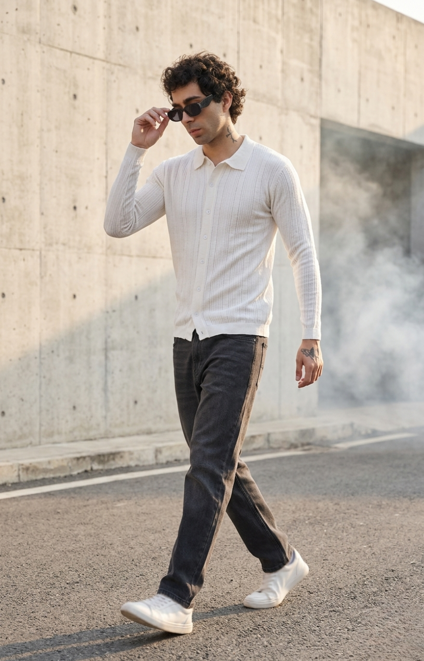 Pearl White Knitted Shirt