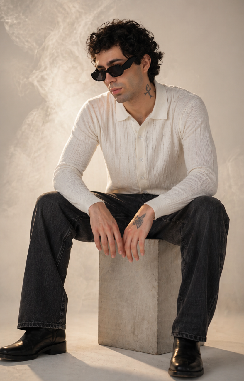 Pearl White Knitted Shirt