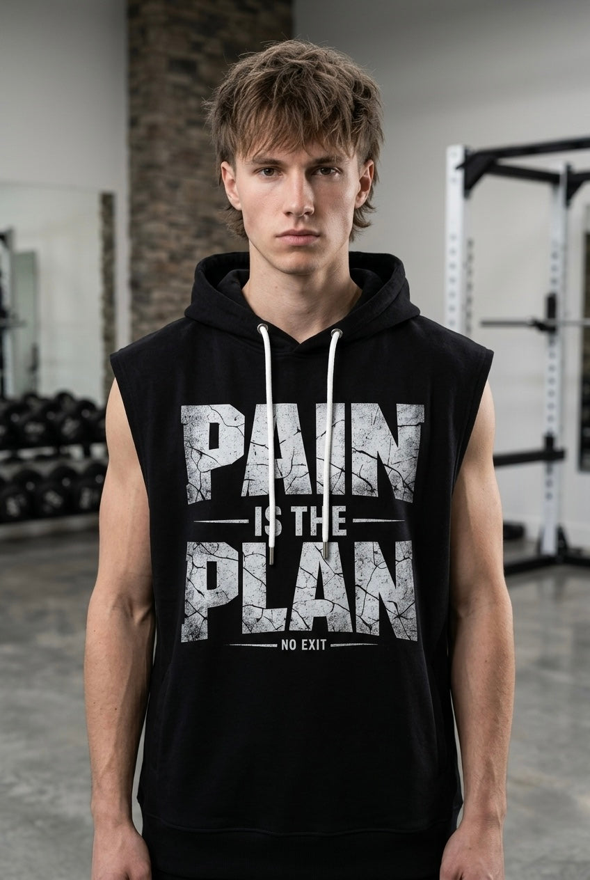 Pain is the plan Black Oversize Vest
