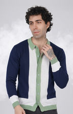 Navy Blue and White Knitted Shirt