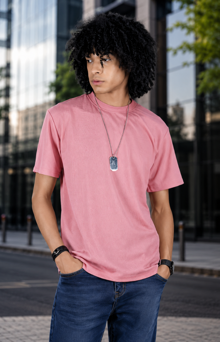 Peach Waffle Knit Oversize T-shirt