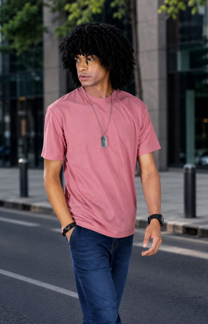 Peach Waffle Knit Oversize T-shirt