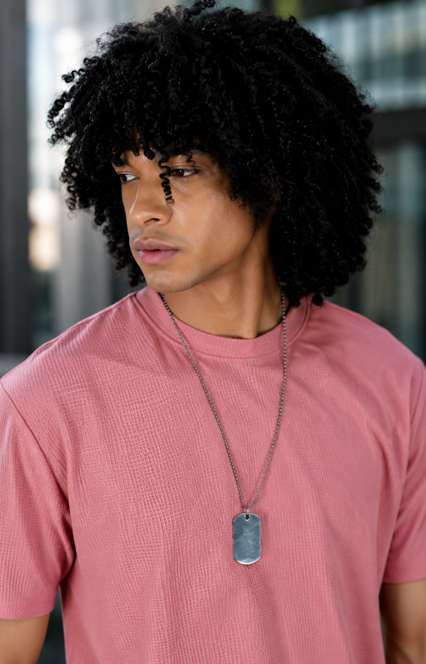 Peach Waffle Knit Oversize T-shirt