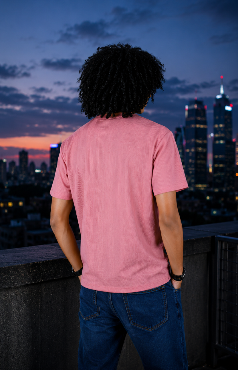 Peach Waffle Knit Oversize T-shirt